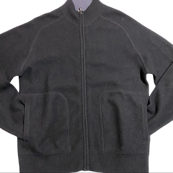 𝅺TED Baker Jean Wool Size 3 Black Zip Up Sweater with 2 front pockets EUC - Picture 1 of 6